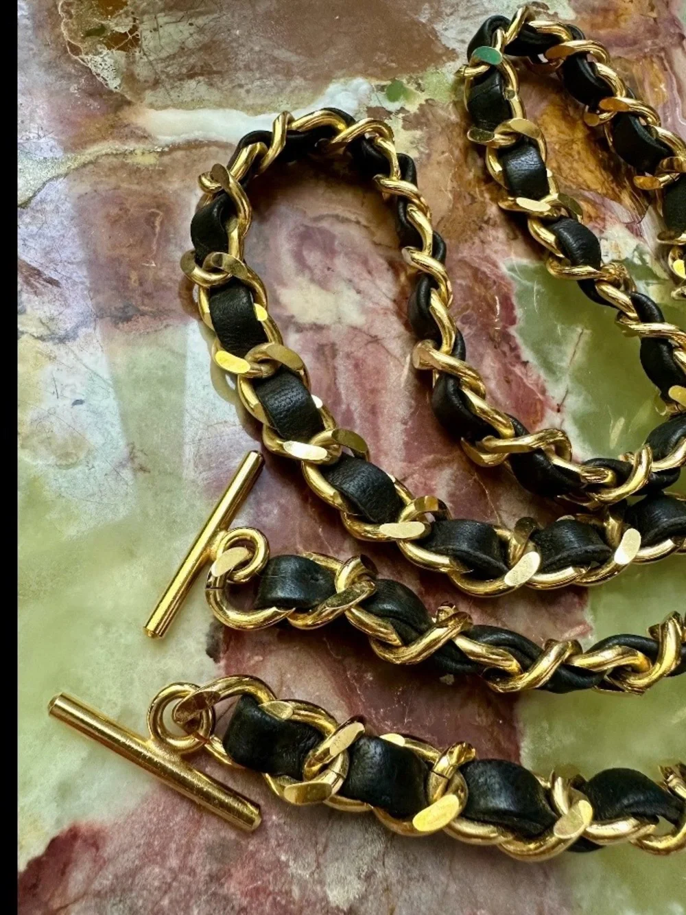 VINTAGE CHANEL XL SUPERMODEL TOTE REPLACEMENT CHAIN STRAP GOLD BLACK 33